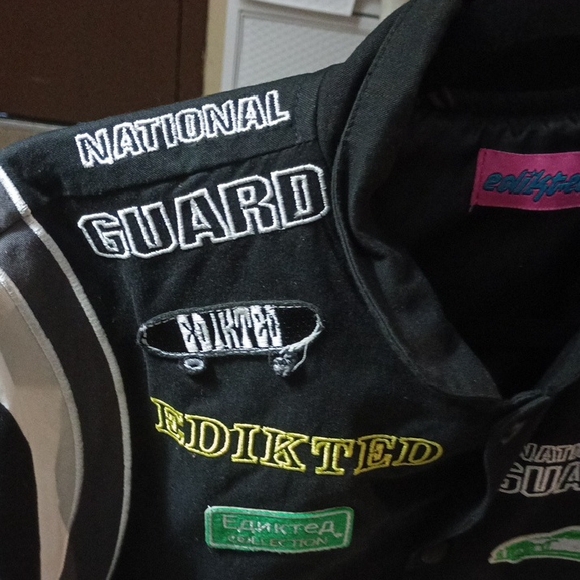 Edikted Black and White National Guard Bomber Jacket - Picture 9 of 10